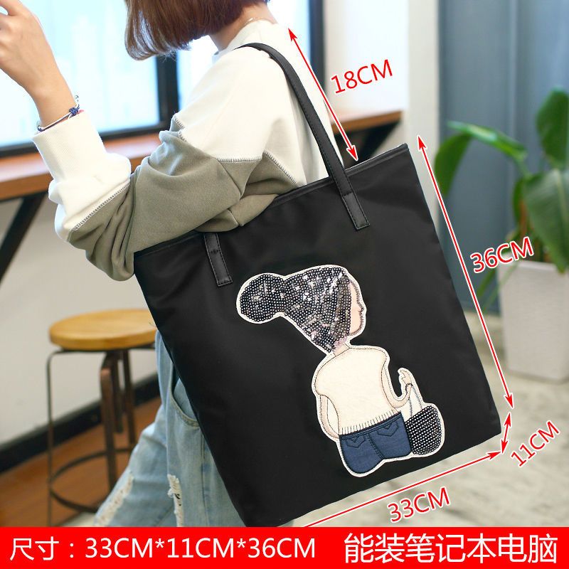 索爱女包牛津布托特包休闲大包简约学生2020新款手提单肩包购物袋 小女孩 小号