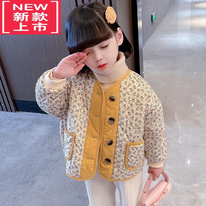 可莉允女童冬装棉袄202新款韩版儿童洋气碎花棉衣内胆时髦女孩保暖上衣棉服图片