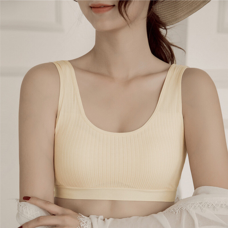 波迷娜(BOMINA)高中生无钢圈美背聚拢裹胸少女内衣裹胸女抹胸聚拢内衣无钢圈运动防走光胸衣少女高中学生美背文胸薄 粉色