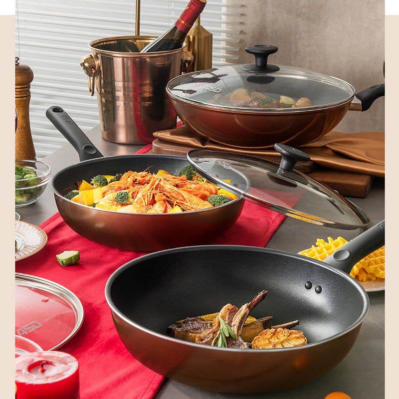 爱仕达锅炒锅不粘锅34cm易洁少油烟加厚复底锅具电磁炉炒菜锅煤气灶专用锅子平底燃气通用不沾平底煎锅大 NWG8334E图片