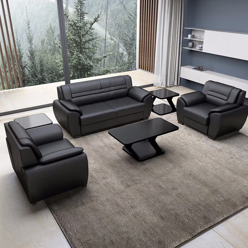 臻远 ZY5110332 办公沙发茶几组合简约现代接待室商务沙发 牛皮双人位高清大图