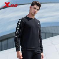 特步(Xtep)男运动卫衣正品2018秋新款运动长袖潮流针织上衣男士厚款套头衫882329059512