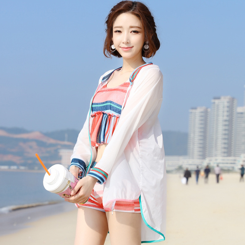长袖泳衣外衫沙滩外套防晒衫泳衣女罩衫学生度假泡温泉性感衣衫