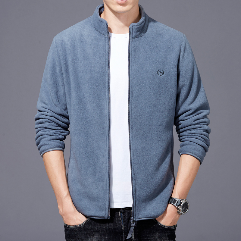 卫衣男秋冬立领抓绒拉链开衫男士宽松摇粒绒外套大码加绒运动夹克卫衣