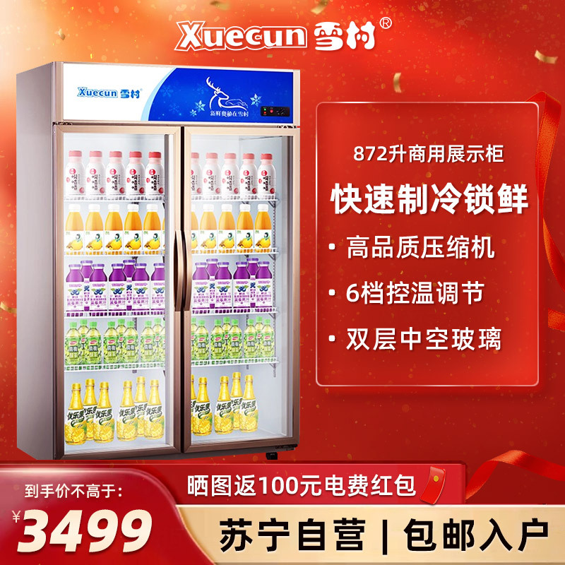 雪村(Xuecun)二门 商用冷柜 商用展示柜 冰柜 立式水果保鲜柜 超市啤酒饮料柜 陈列柜LC-1200