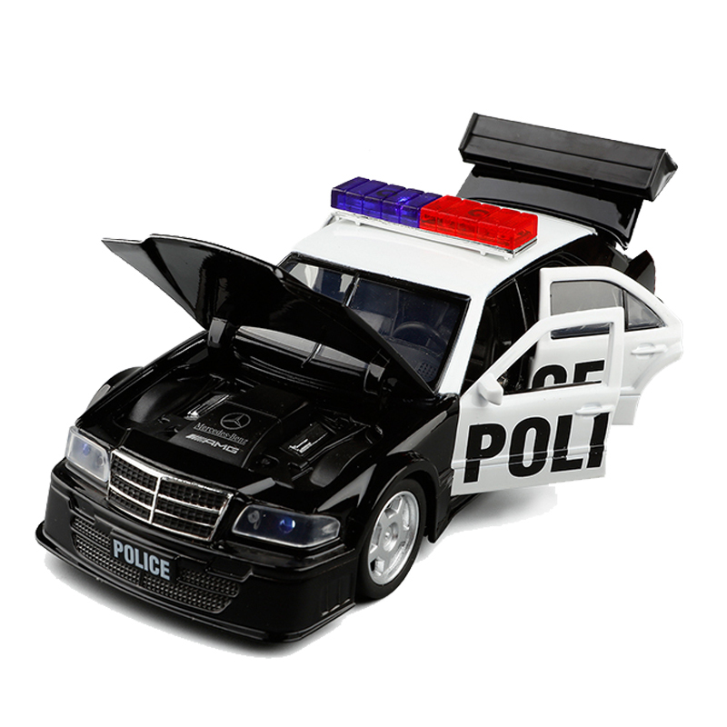 JK 1/32 美国版本警车合金车模逼真警笛金属仿真汽车模型玩具车