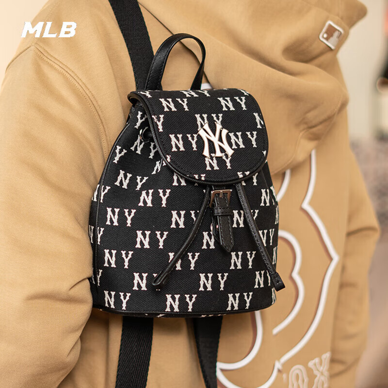 MLB 运动双肩包女 24春季书包老花时尚休闲背包3ABKS014N-50BKS