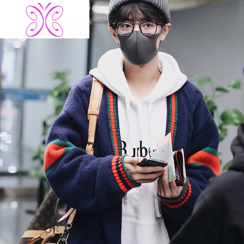 yuansu肖战同款毛衣情侣慵懒风针织衫男学院风毛衣开衫女韩版外套2020