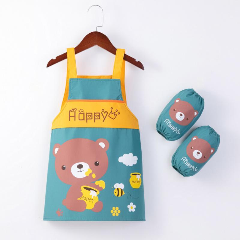 儿童围裙画画罩衣无袖男女童防水防脏厨房家用美术绘画衣吃饭罩衣kids