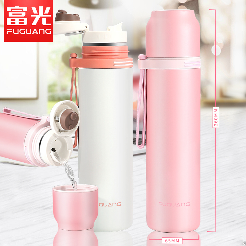 富光(FGA)保温杯女士便携可爱316小巧简约男大容量学生带杯子 500ml白色-升级316送杯套杯刷刻字