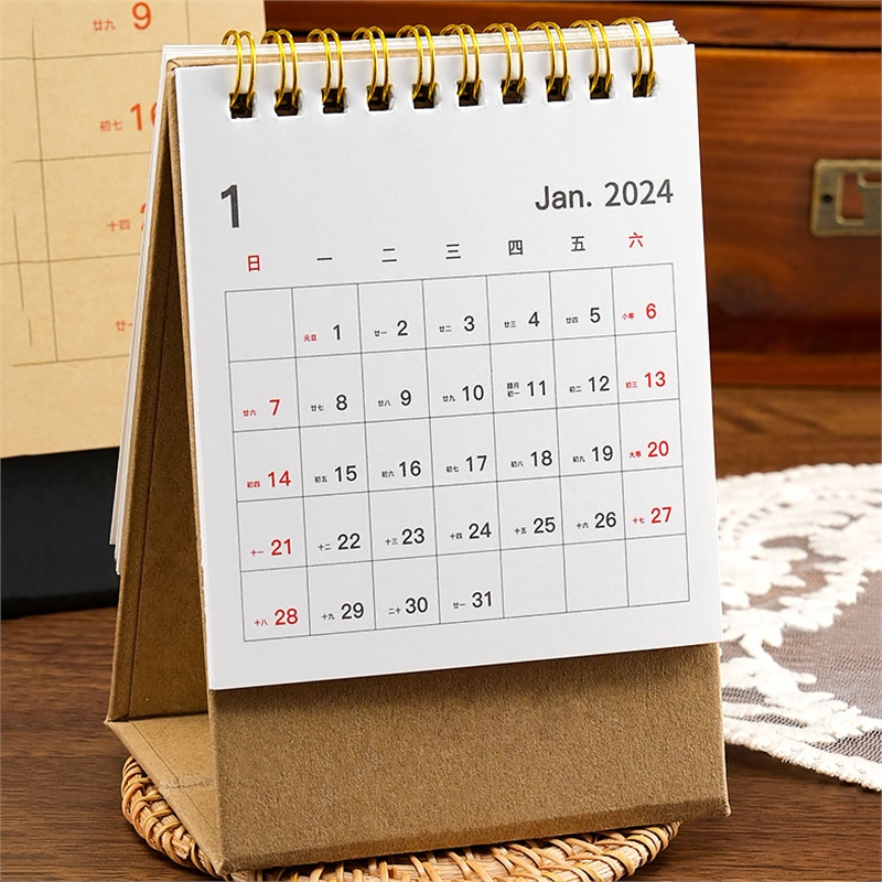 2024年台历米魁日历无印风牛皮纸创意桌面办公室摆件记事本文艺简约