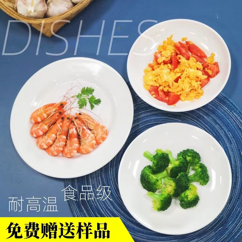 顺心优 纯白密胺耐高温加厚圆盘 浅盘 盛小菜甜品小吃盘子 10英寸/个高清大图