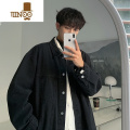 YANXU牛仔外套男款宽松黑色工装夹克潮牌复古高街翻领水洗上衣上