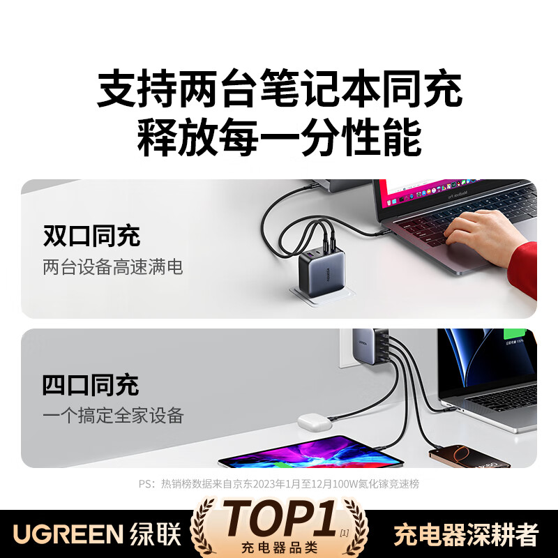 绿联Ugreen快充充电器通用苹果8到17全系iPadAirPods安卓TypeC接口手机平板多设备高效充电设计高清大图