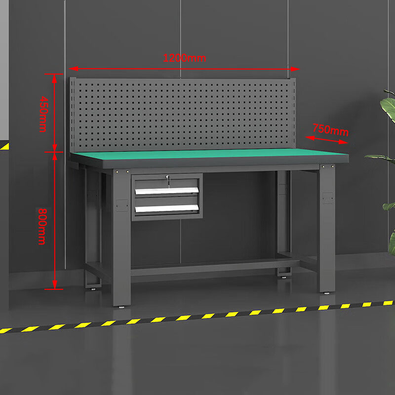鑫金虎 防静电工作台车间流水线操作台工厂维修检验桌重型钳工台吊二抽+单挂板1.2m高清大图