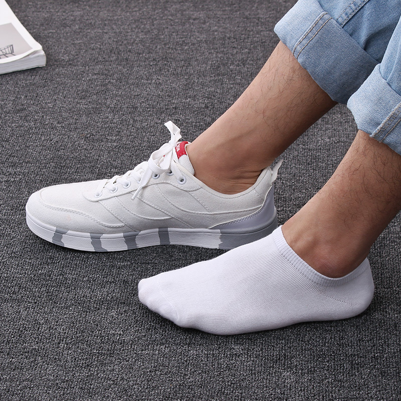 袜子男短袜秋冬保暖棉袜纯白色男袜短筒低帮运动袜浅口男士船袜潮