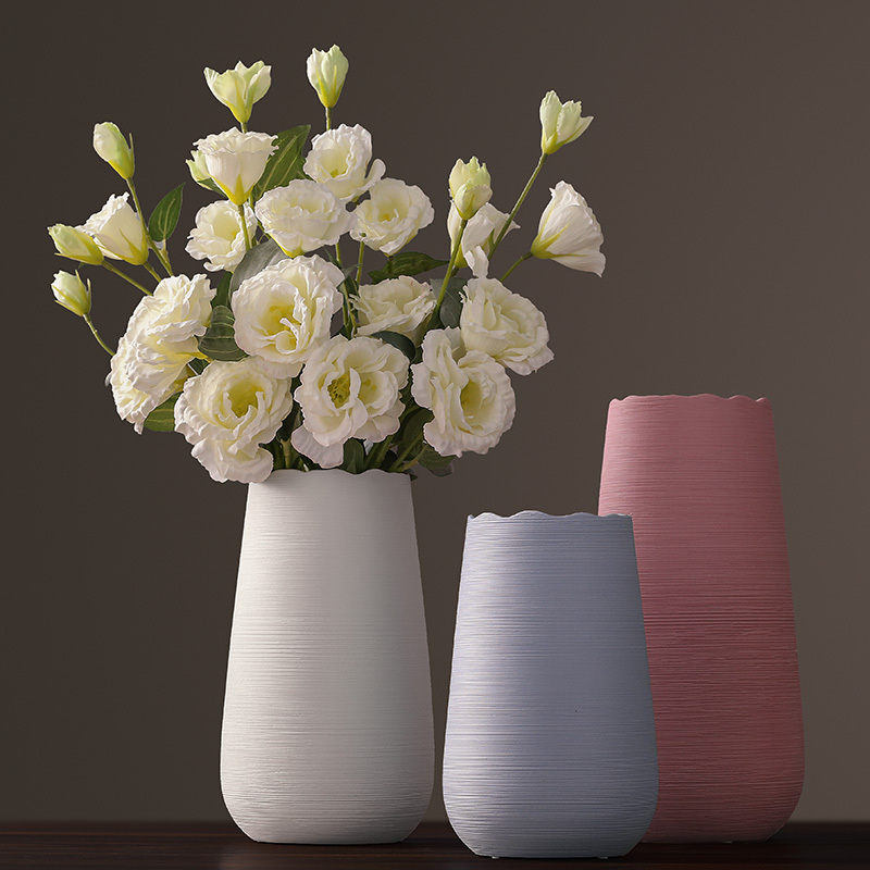 北欧现代陶瓷花瓶摆件客厅插花假花电视柜客厅装饰品摆件干花花瓶 三维工匠 中号黑色花瓶[高24cm口径10cm]