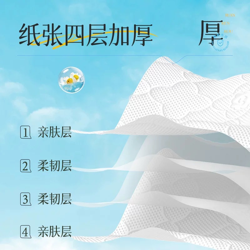 蓝漂白色抽纸4层56抽*16包亲肤餐巾纸卫生纸家用纸巾实惠装高清大图