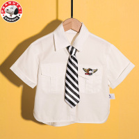 史努比(SNOOPY)儿童中大童短袖休闲衬衫时尚带领带衬衫L012