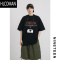HLCOMAN/2025夏装新款美式潮牌印花280g短袖T恤宽松休闲上衣男生