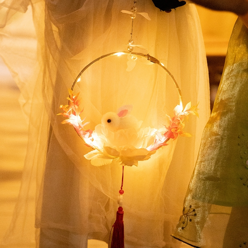 古达中秋节小灯笼花灯装饰道具舞台表演幼儿园礼物手工diy兔子灯古风