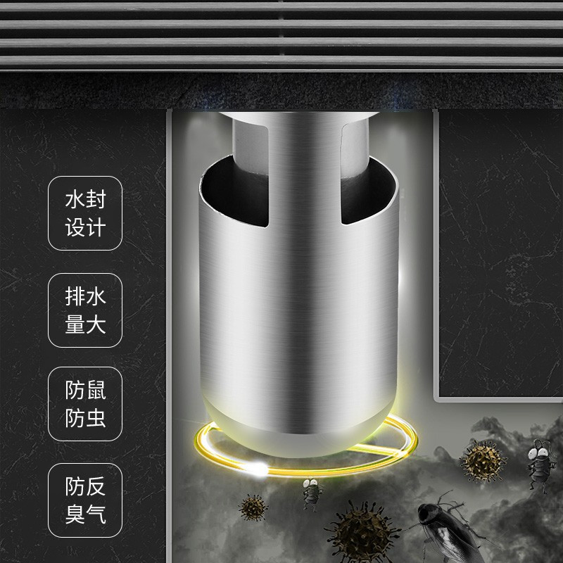 正山(Zhengshan)不锈钢枪灰色加长款大排量浴室地漏 防臭卫生间专用加厚淋浴房条形地漏