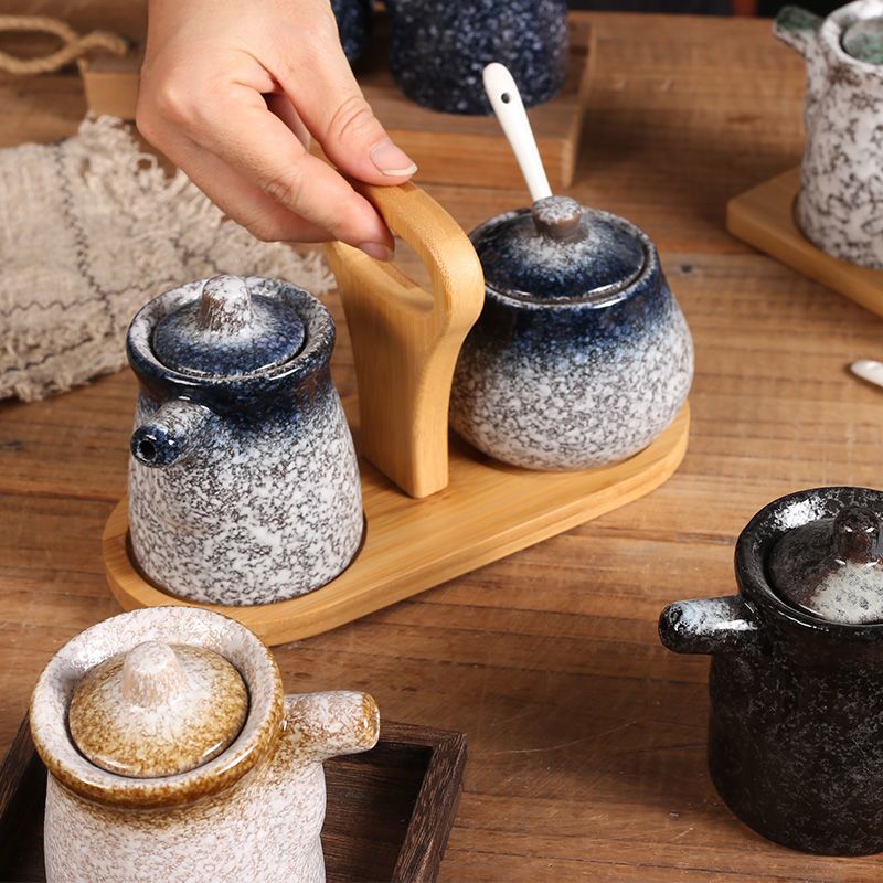 调料瓶陶瓷酱油壶醋壶餐厅商用日式厨房调味壶套装辣椒盐罐两件套酱油