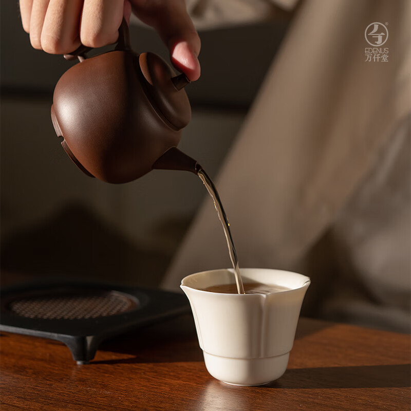 万仟堂(Edenus)主人杯茶杯陶瓷杯高档茶具水杯汝窑七夕情人节礼物礼盒 五大名窑A 典藏礼盒高清大图