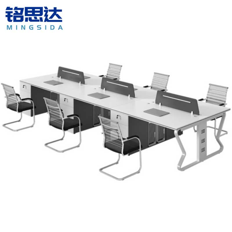 铭思达职员办公桌六人位含柜椅套高清大图