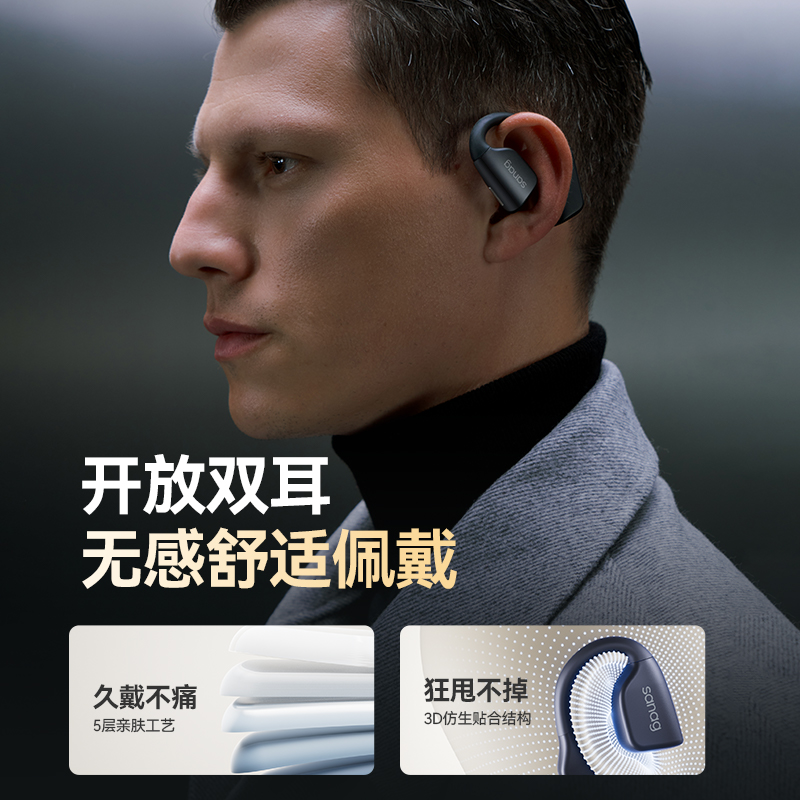 sanag塞那Z90开放式蓝牙耳机不入挂耳无线气骨传导运动高清大图