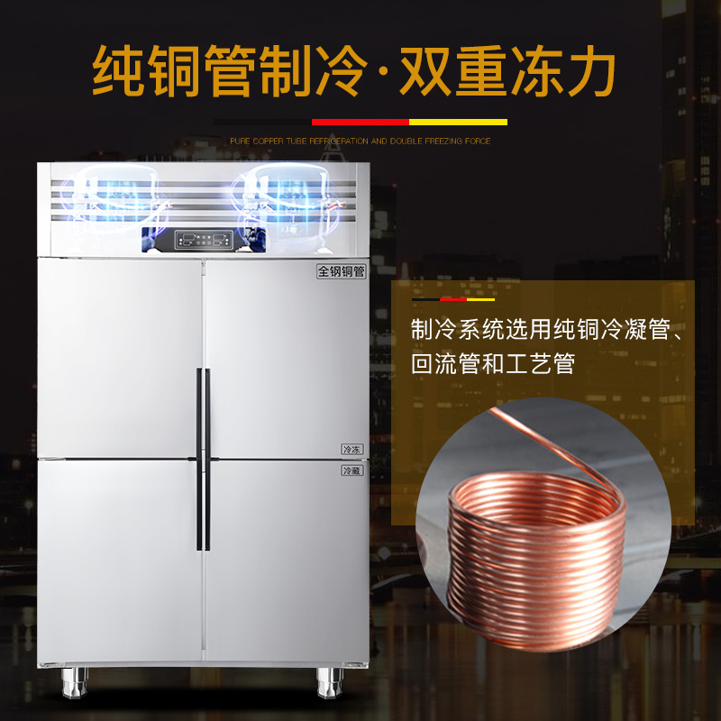 德玛仕(DEMASHI) 商用四门冰柜 立式冷藏冷冻保鲜 展示柜冷柜不锈钢冰箱 高身雪柜 BCD-900A 全冷冻工程款