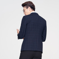 才子男装tries 西服 男士2019年秋冬新品商务休闲西服外套格纹修身单西便西