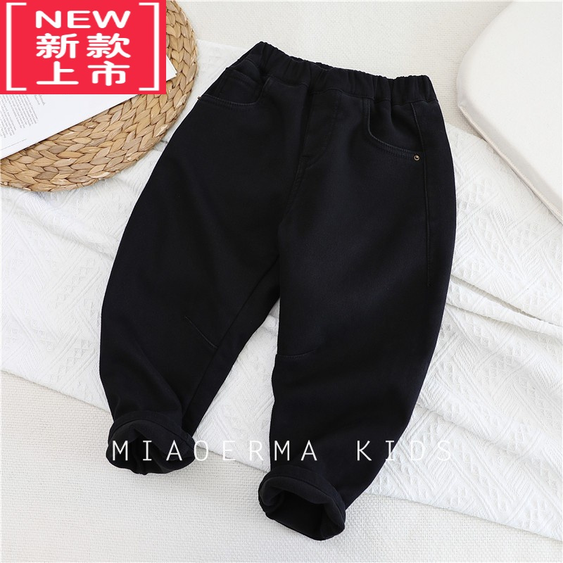 可莉允渺儿妈儿童加绒休闲裤2022新款冬季男童保暖一体绒裤子中大童长裤保暖裤