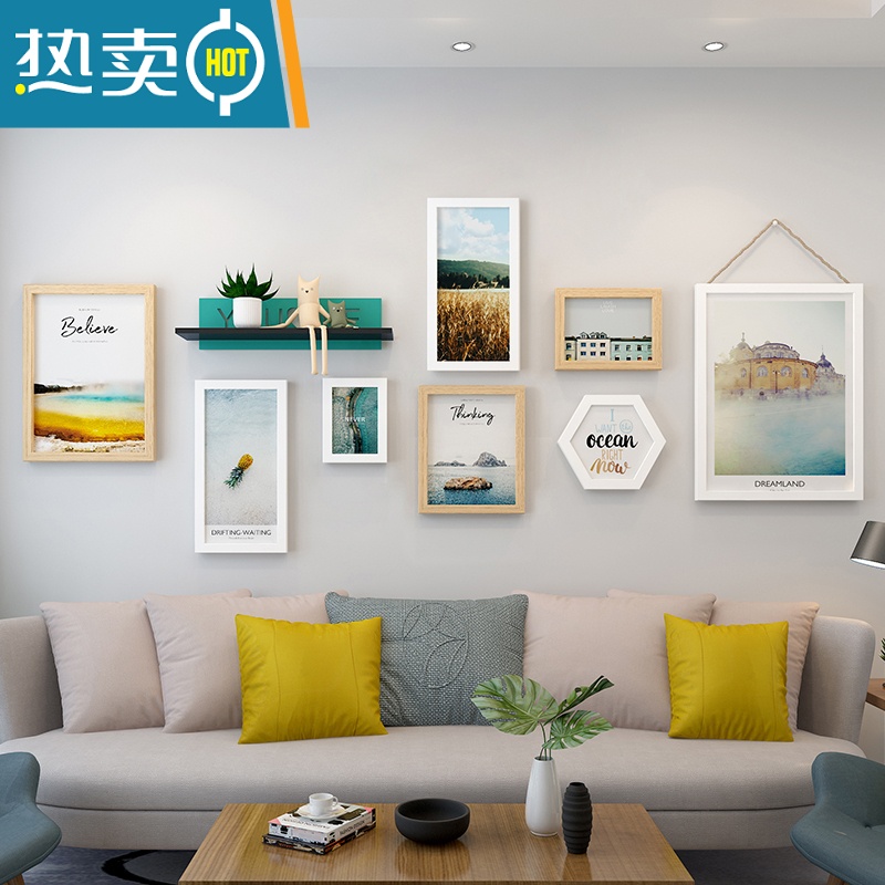 敬平北欧客厅装饰画沙发背景墙钟表画餐厅墙面墙壁画卧室房间床头挂画 占墙面积165*97cm实木20mm厚板组合一套价 奇幻美景+白原常规款