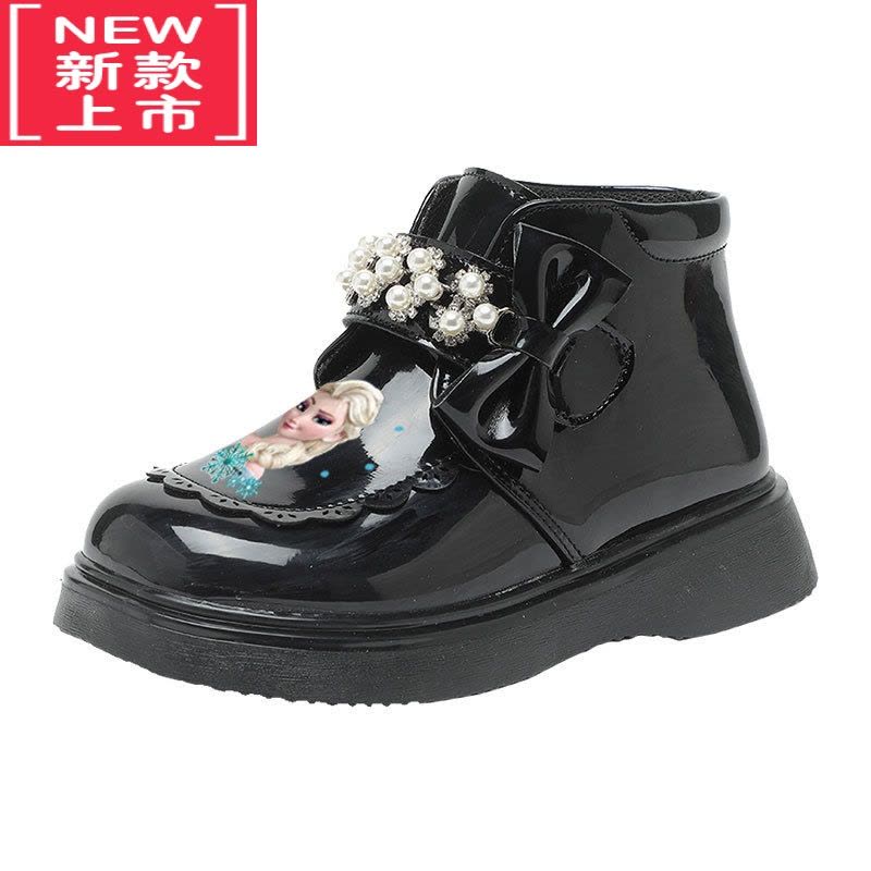 可莉允女童鞋儿童短靴2022秋冬新款宝宝小公主靴子玛丽珍单靴加绒图片