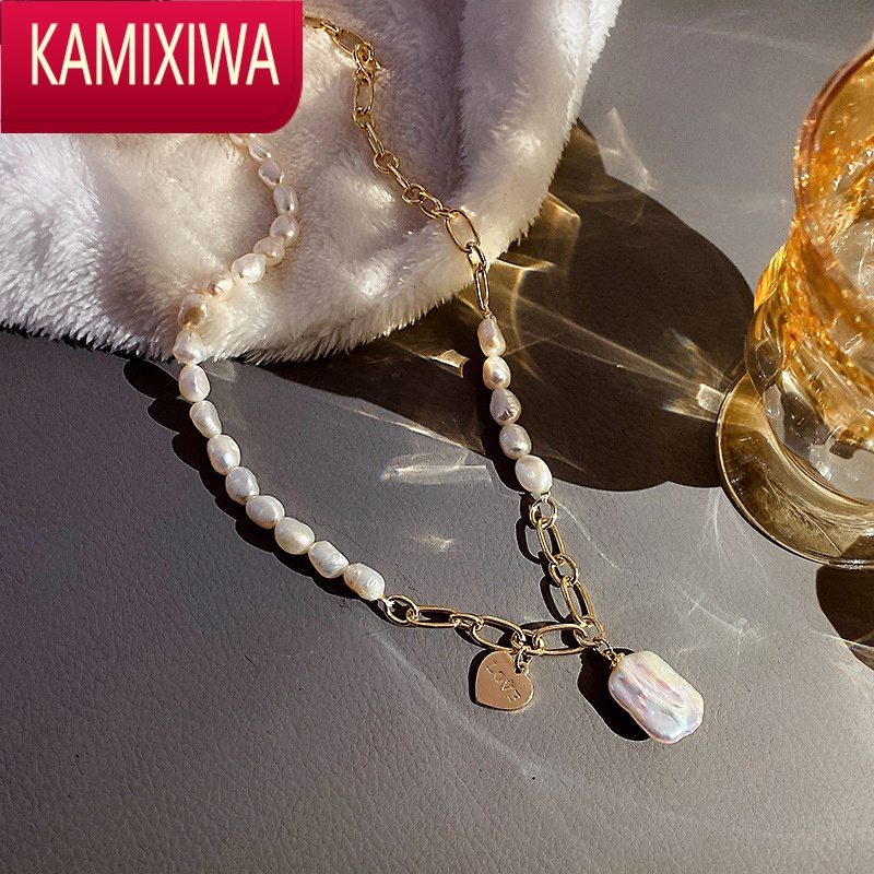 KAMIXIWA欧美巴洛克珍珠拼接项链女时尚款2022年新款高级感小众设计锁骨链