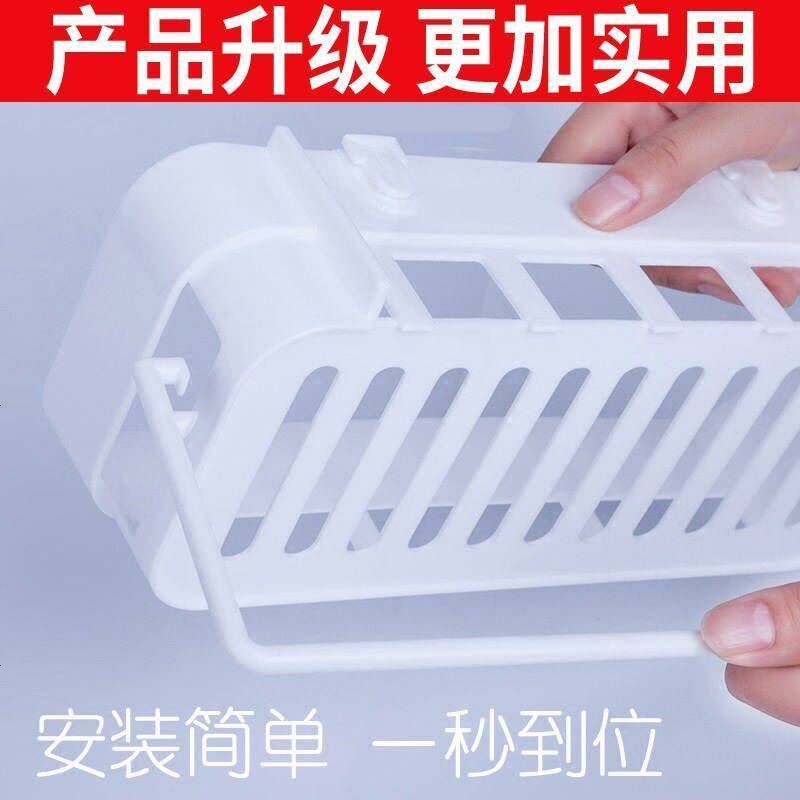 【1-4个装】免打孔卫生间置物架浴室吸壁收纳架壁厕所吸盘三角架 浅蓝色（长方形2个）图片