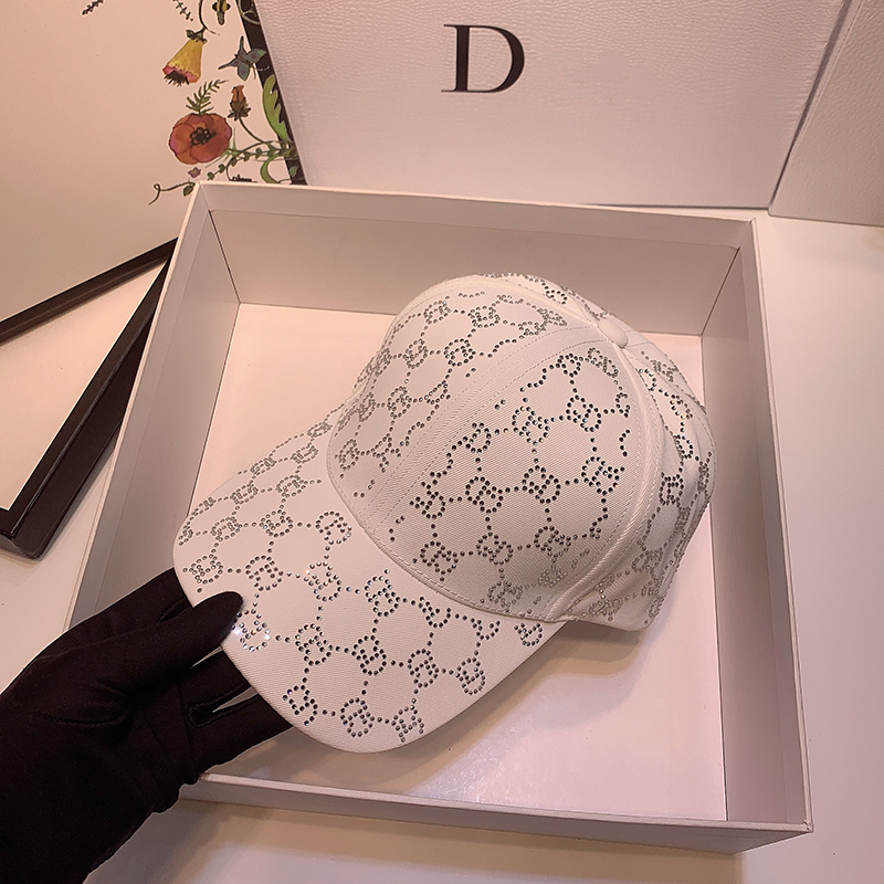 韩国时尚夏天满印水钻字母gd棒球帽网红鸭舌帽百搭情侣遮阳防晒帽帽子