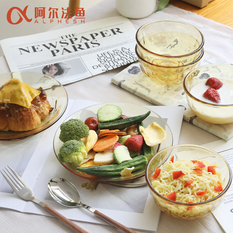 阿尔法鱼 晶格餐具六件套[4小碗2中碗]AC026高清大图