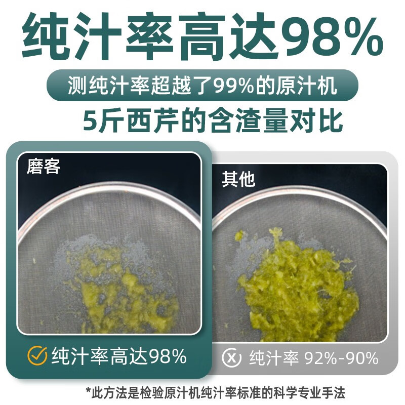 磨客(MOKKOM)榨汁机汁渣分离原汁机家用全自动渣汁慢磨大口径炸果汁MK-199-L 墨绿色