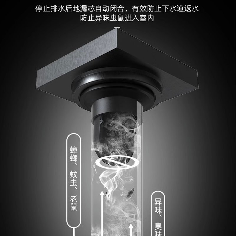 潜水艇隐形地漏 卫生间防臭全铜拉丝淋浴大排量 大隐系列内嵌瓷砖LTD50-10
