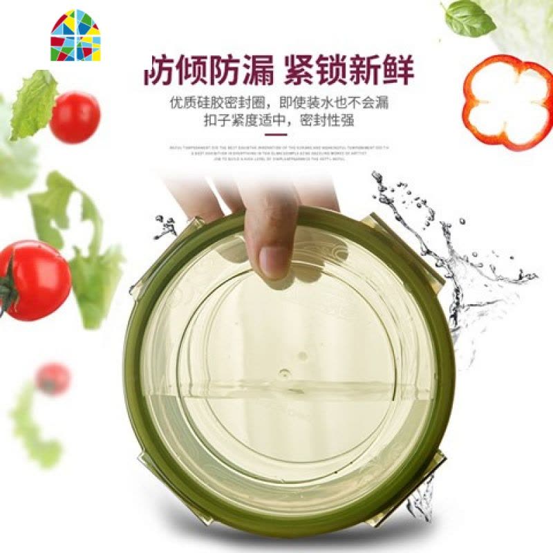 加厚大容量塑料圆形带盖透明水果保鲜盒微波炉冰箱食品收纳密封盒 FENGHOU图片