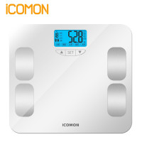 沃莱(ICOMON)脂肪秤FG223L 人体秤 钢化玻璃面板 白色 可测6项身体数据