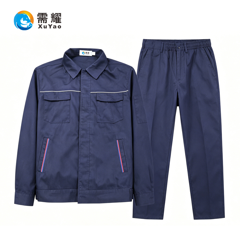 需耀 夏季工作服套装 深蓝色长袖防静电 1套高清大图