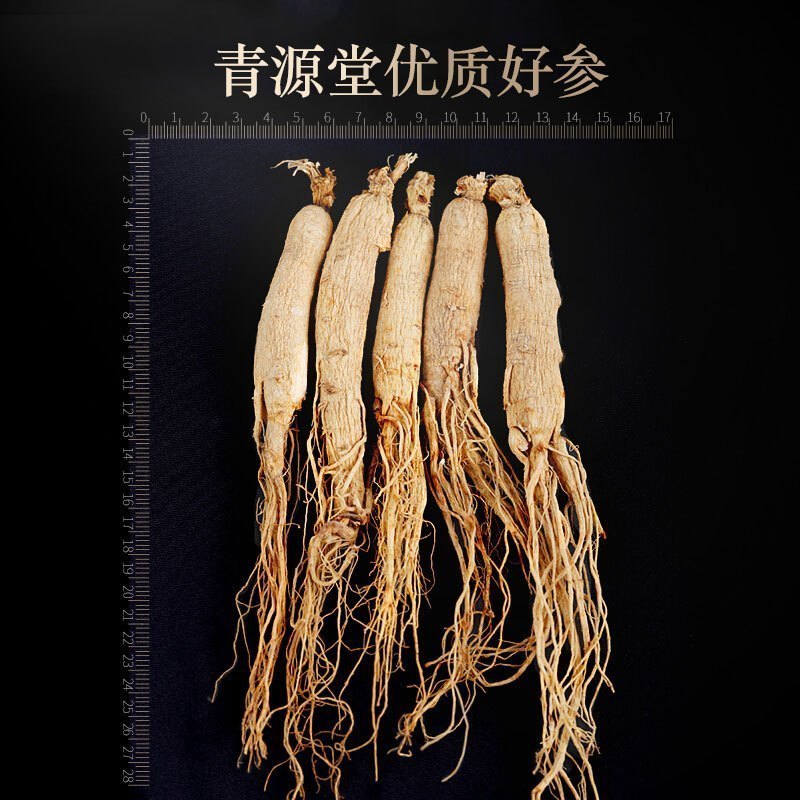 青源堂牌 人参精选吉林长白山人参生晒参可搭五宝茶枸杞鹿茸煲汤泡酒滋补品5支100克健康礼盒