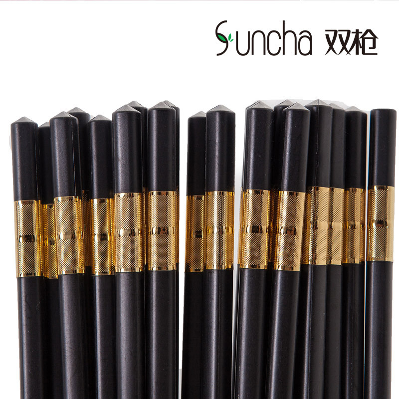 双枪(Suncha)合金筷 十双装 礼品酒店日式筷子 KZ4068金色