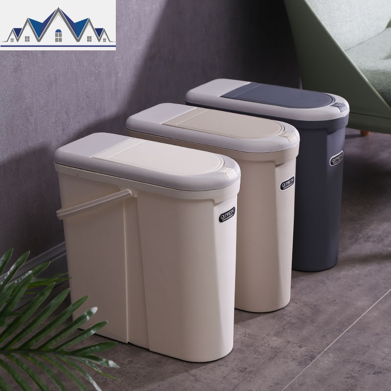 创意垃圾桶带盖家用卫生间大弹盖式厕所客厅有盖浴室夹缝北欧纸篓 三维工匠高清大图
