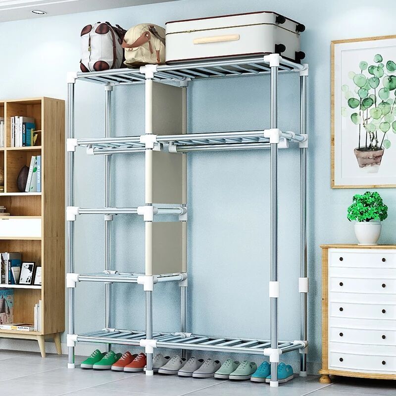 简易衣柜钢管加粗加固组装全钢架布衣柜出租房收纳挂衣橱家用卧室