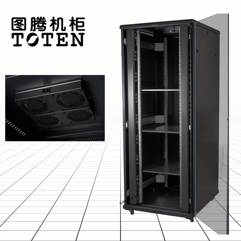 图腾(TOTEN)G2.8842 网络机柜 加厚机柜 交换机机柜 UPS电源 加宽19英寸标准机柜 黑色 42U2米.高清大图