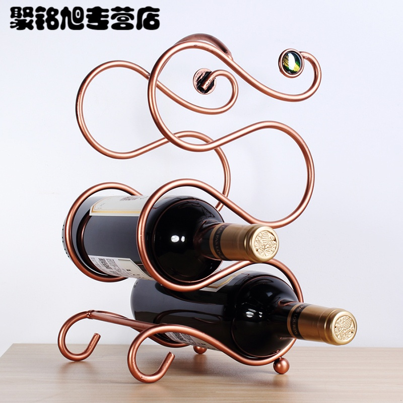 酒架 铁艺红酒架 酒瓶酒杯架 多瓶款叠加酒架 展示架 葡萄酒架子 家居酒柜摆件装饰-S珠花四瓶款